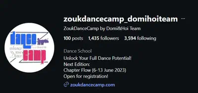 ZoukDanceCamp on Instagram, 1,435 followers.
